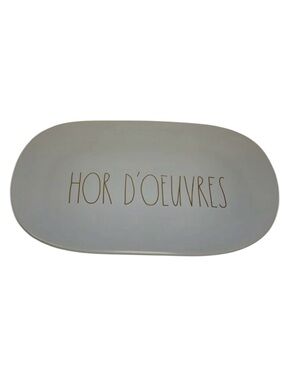 Rae Dunn Blue Platter with Gold 'HOR D'OEUVRES' Script